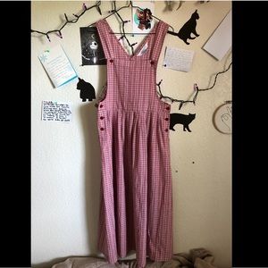 VINTAGE Red & White Checked Overall Dress